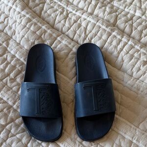 Blue Tods Slide Sandals with Embossed Logo